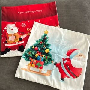 2 Christmas Pillow cases - defect misprint message NEW